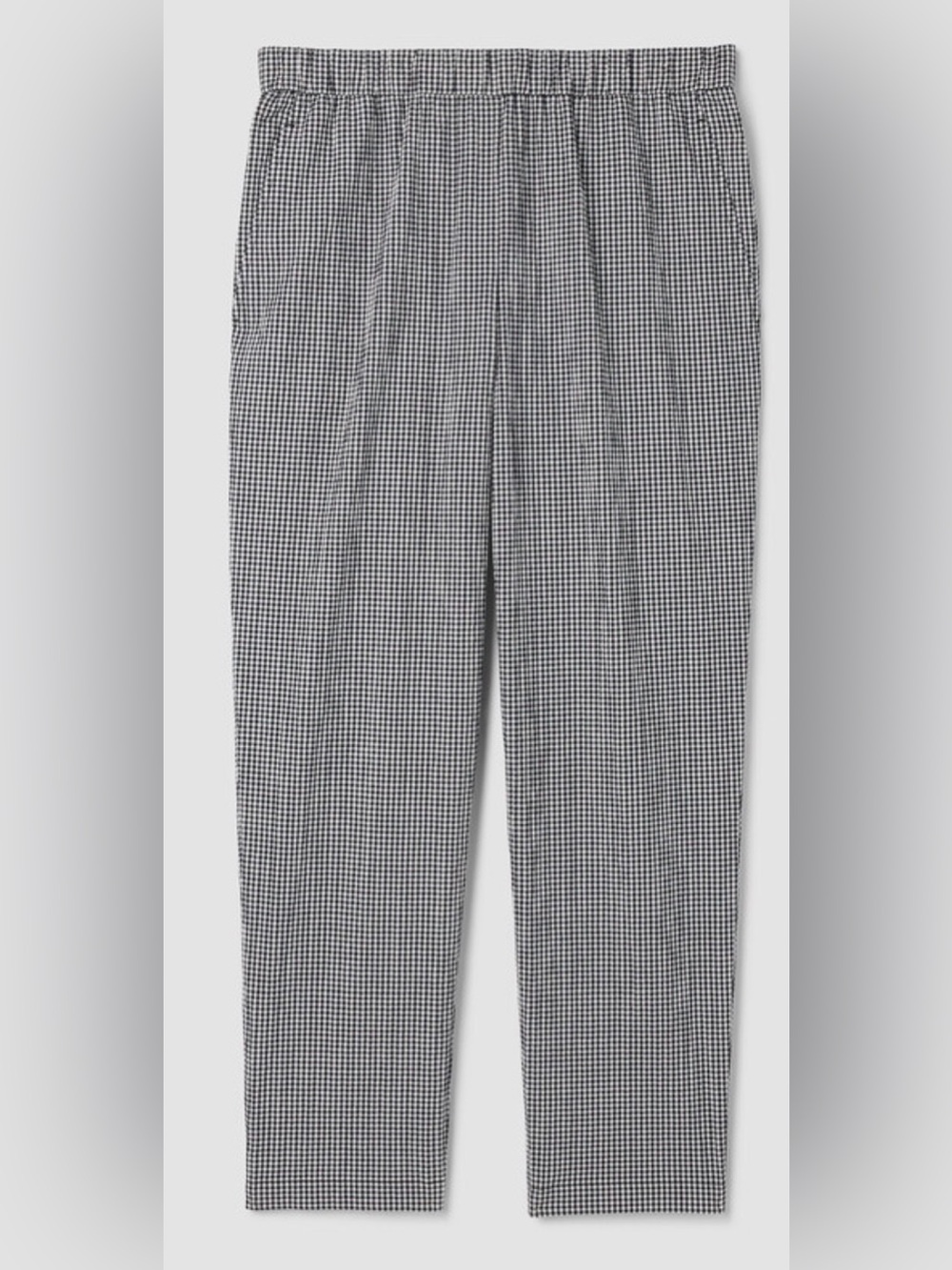 Eileen Fisher black and White Gingham Pull-On Pants. Small. Organic linen.